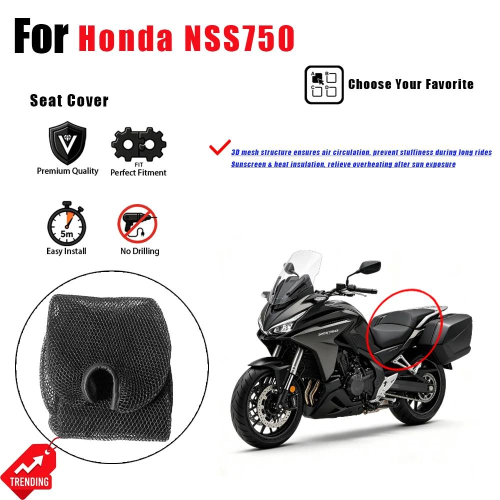 Breathable 3D Mesh Anti-scald Sunscreen Seat Cover Non-destructive Mod Accessories For Honda NSS750 Scooter Accesorios moto
