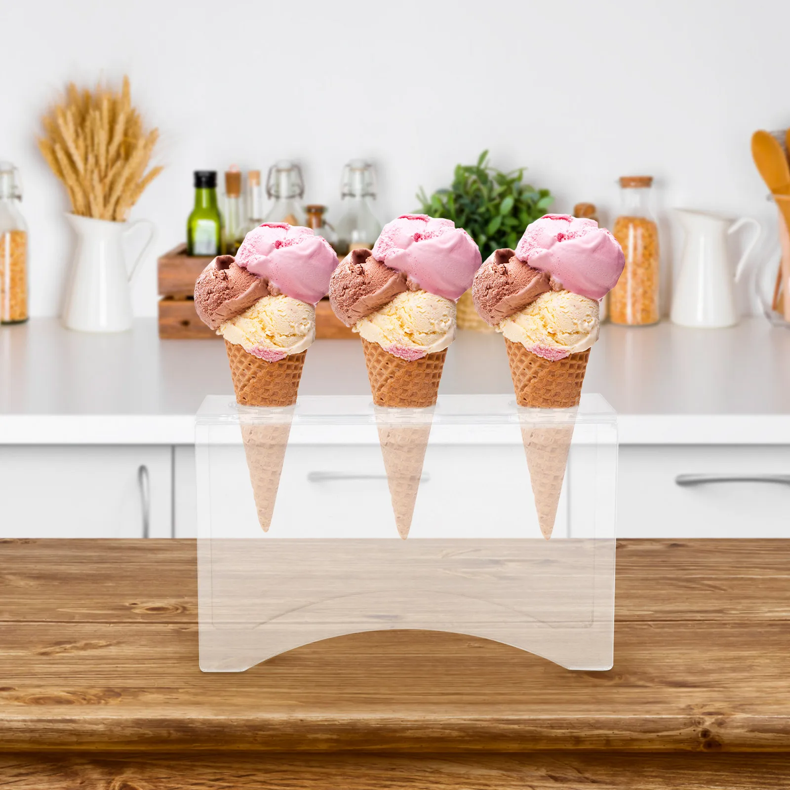 

Clear Acrylic Cone Display Rack for Ice Cream Holder Storage Popsicle Shelves Child Party Summer Celebration Sushi Hand Rolls