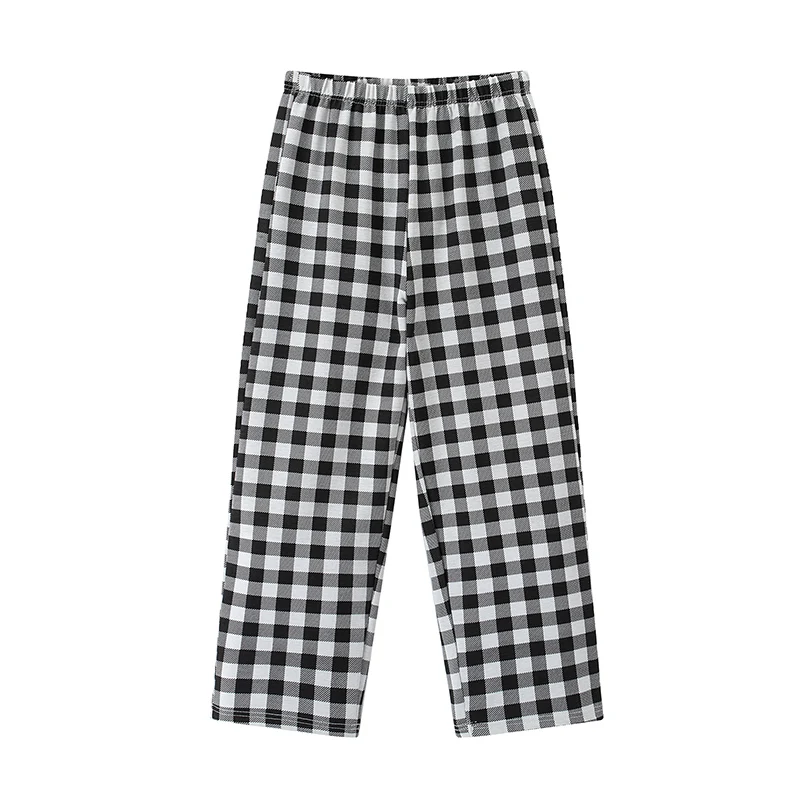 2026 Spring/Summer New Children's Multi Color Checkered Pants Boys and Girls' Casual Straight Leg Pant Versatile Wide Leg Pants