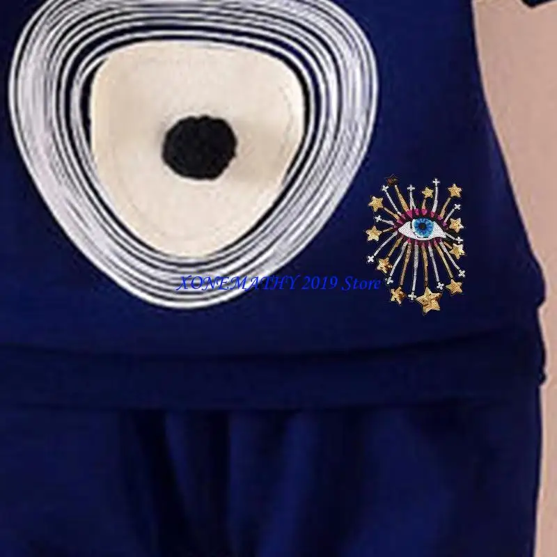 F42F Cartoon Big Stars Eye Sew/Iron On Appliques Glitter Sequins DIY Embroidery Patch