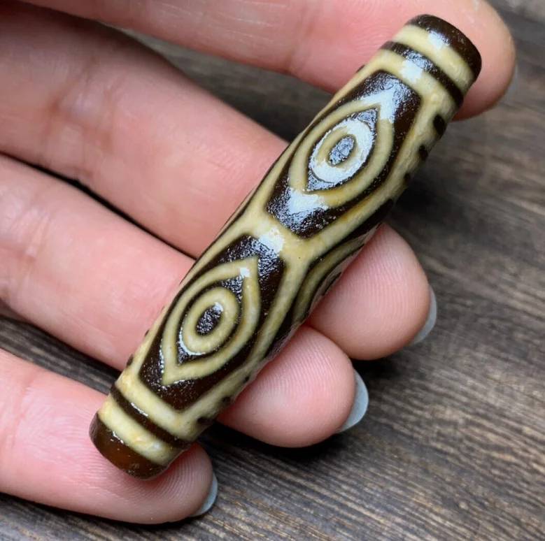 Tibetan Nepalese Himalayan Ancient agate Old Dzi Talisman 6 eye Beads Amulet FYM