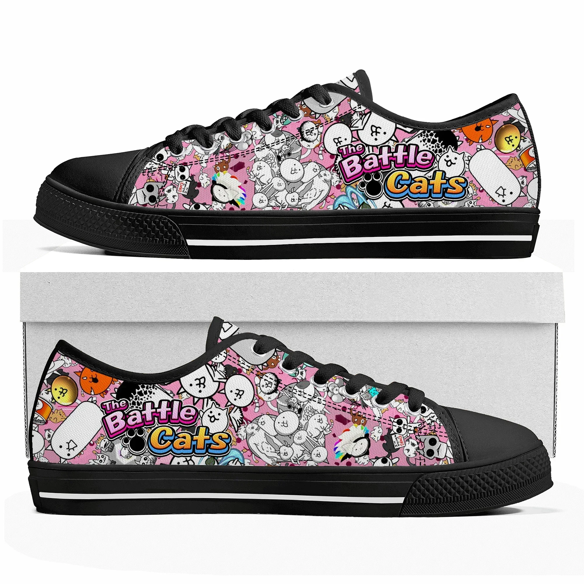 

Кроссовки Battle Cats Custom Low Top в стиле мультфильмов, женские, мужские, подростковые, повседневные, на заказ, из канваса