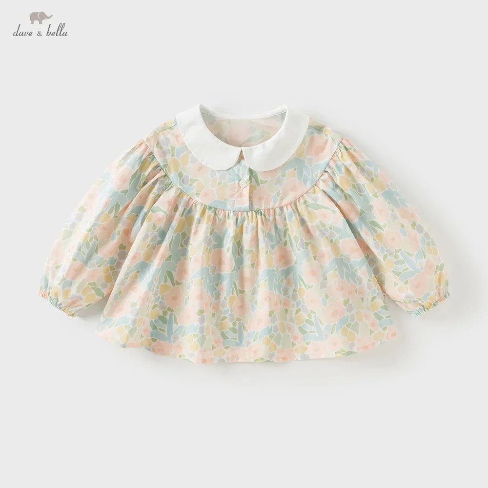 Dave Bella Children's Print Shirt Clothes New Girls Baby Blouse Cute Sweet Girls' Pure Cotton Shirt Tops Party Outdoor DB3252652