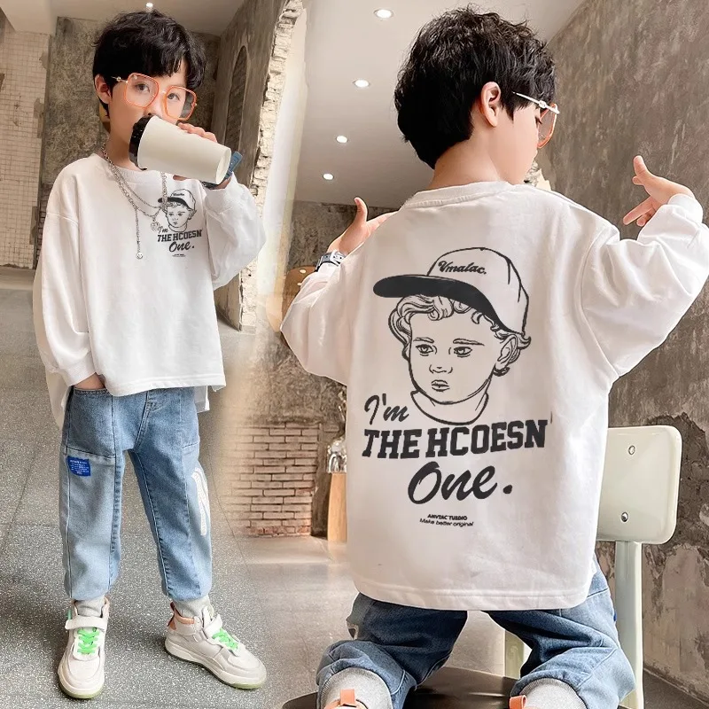 

Boy 2025 Spring and Autumn New Children's Korean Version Top Cotton Long Sleeve T-Shirt Children's Bottom Shirt Tide