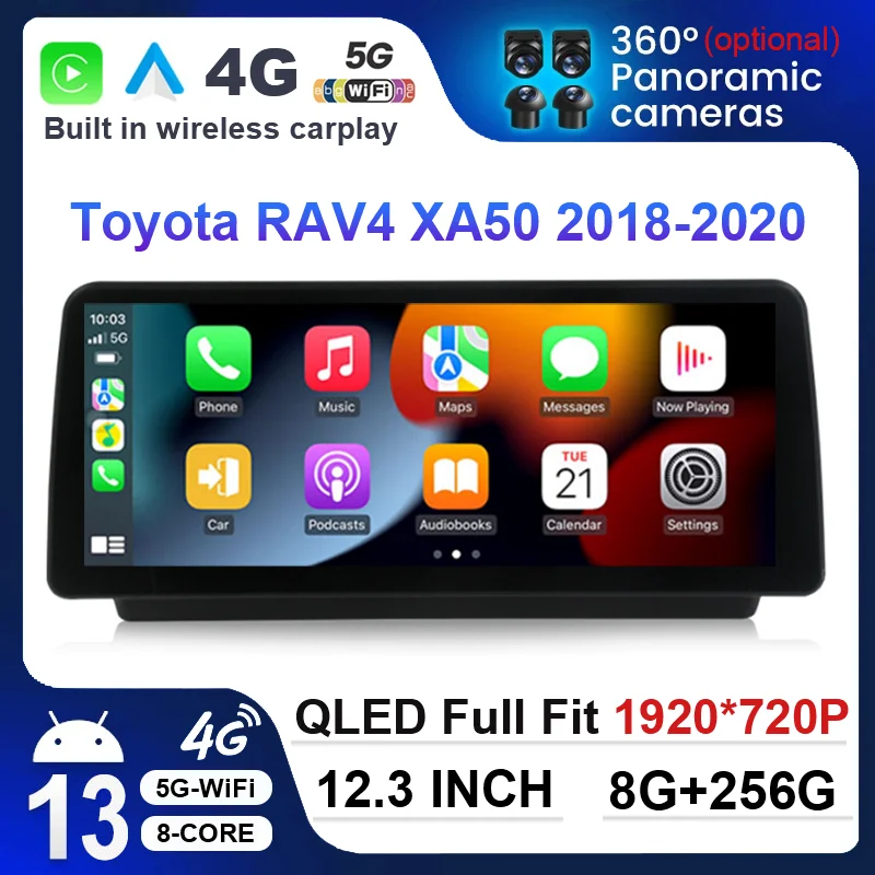 

12.3 Inch Android 13 For Toyota RAV4 XA50 2018-2020 Car Android Radio Stereo Multimedia Player GPS Navigation BT WIFI Head Unit