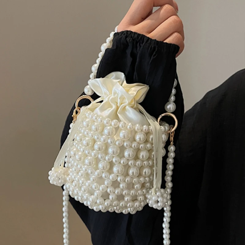 

High-class Western Style Mini Bag Women Summer New Fashion Pearl Personalized Crossbody Bags Key Lipstick Soft One Shoulder Bag