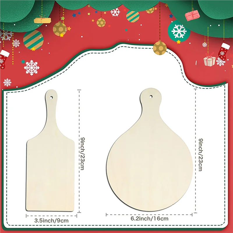 ABXF-36Pcs 손잡이가있는 미니 나무 도마 나무 도마 홈 주방 요리 장식을위한 미완성 판자