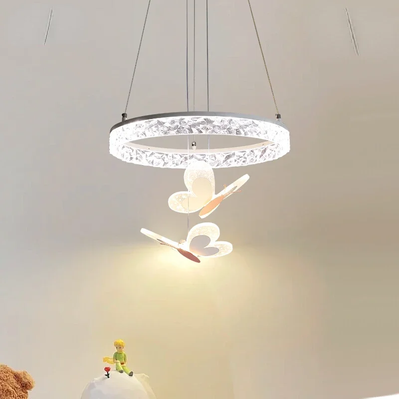 

Children's Room Pendant Lights Nordic Warm And Romantic Girl Bedroom Princess Room Led Butterfly Chandelier Luxury Lamps