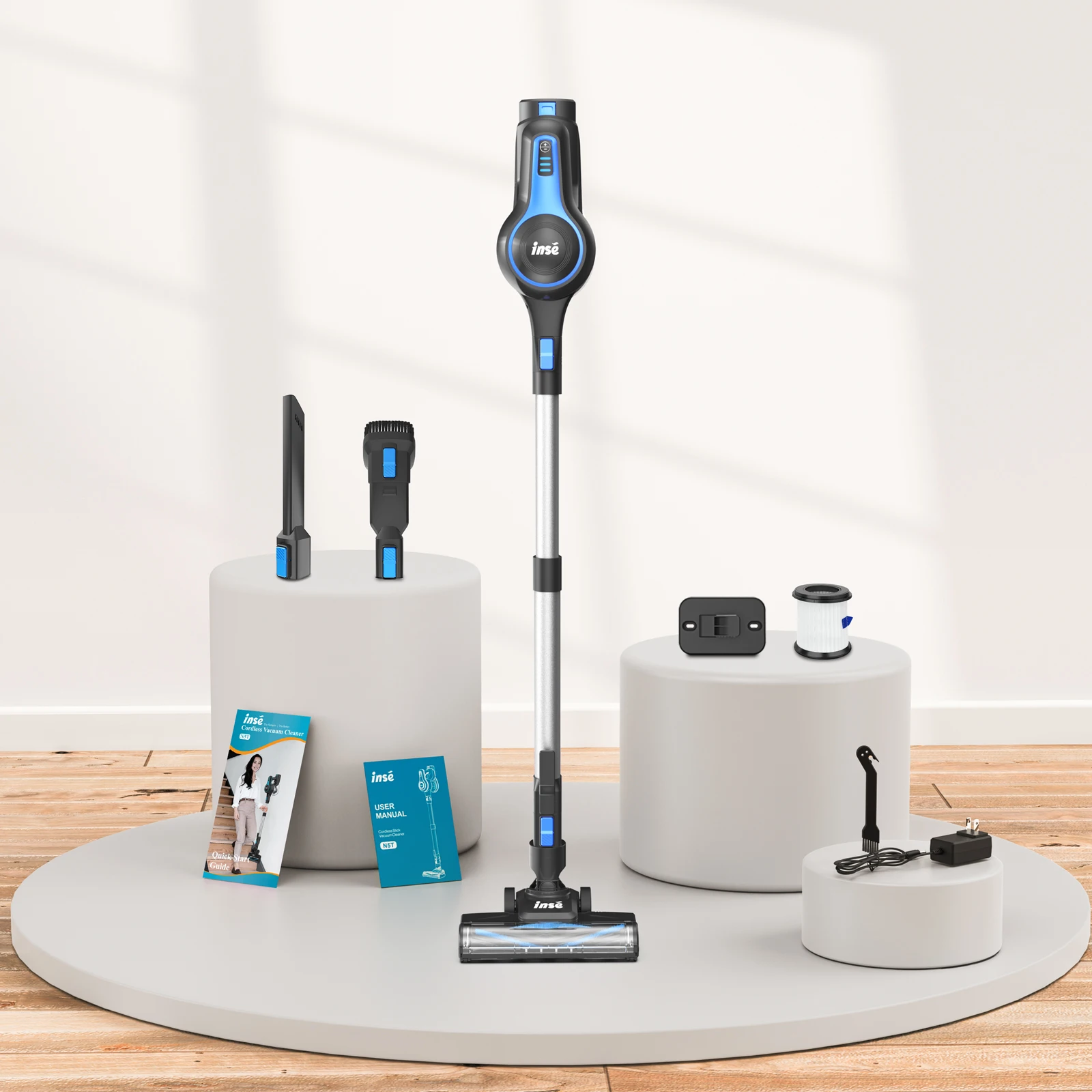 Inse Cordless Vacuum Cleaner Set, 20Kpa 180W Brushless Motor, Stick vacume up to 45mins runtime, 2200mAh rechargeable battery