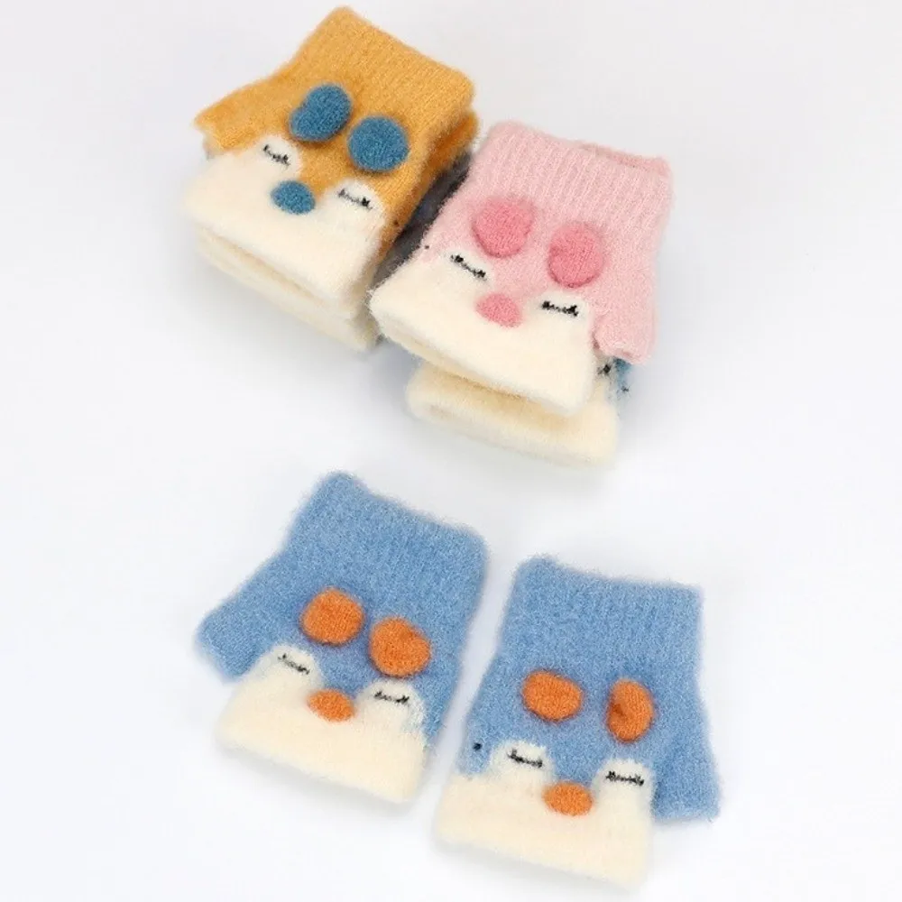 

Fashion Cute Cartoon Children's Gloves Cold Proof Windproof Fingerless Mitten Knitted Warm Gloves