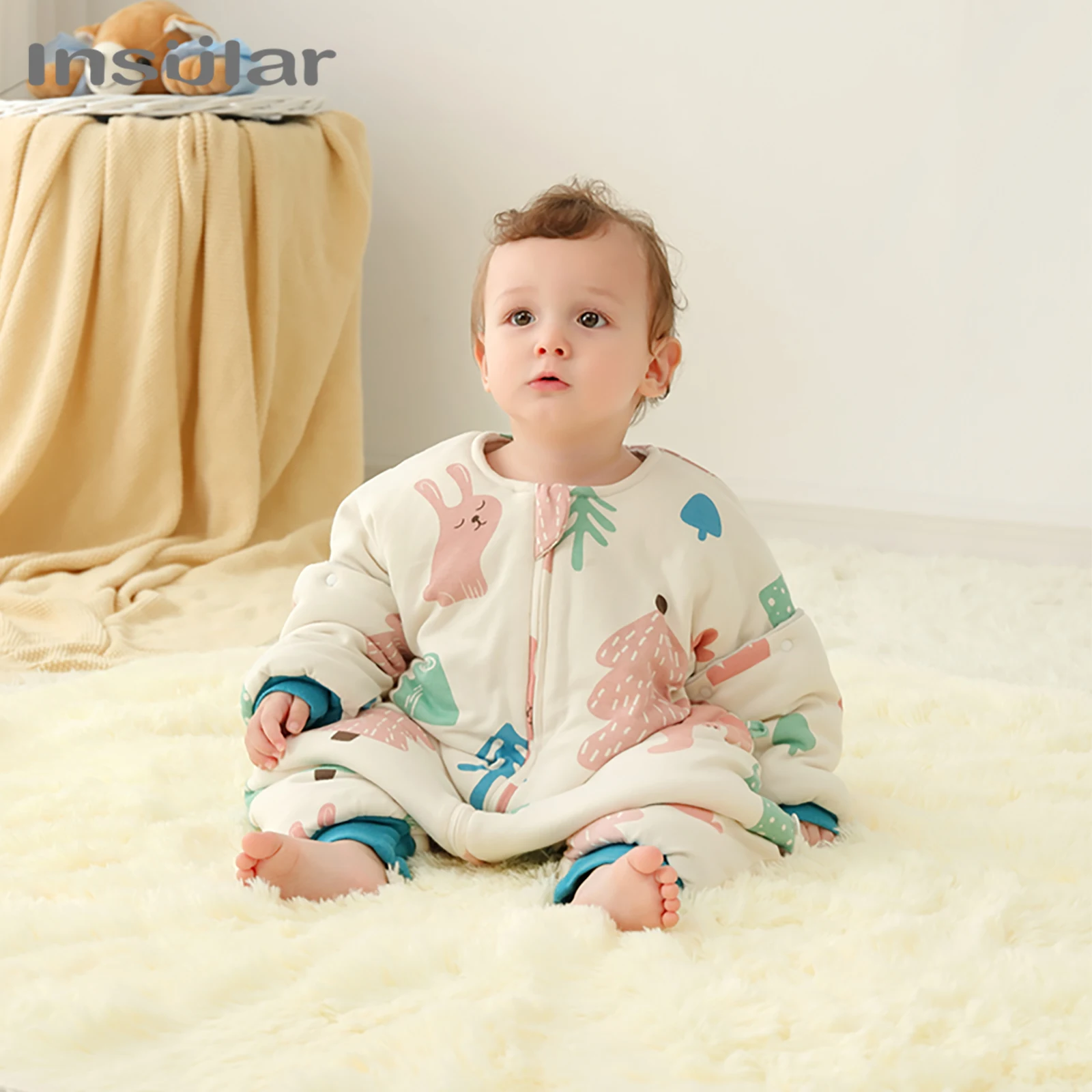 INSULAR Infant Warm Sleeping Bags Thickened Baby Cotton One-piece Pajamas Kids Split-leg SleepSacks Children's Sleepwear Winter