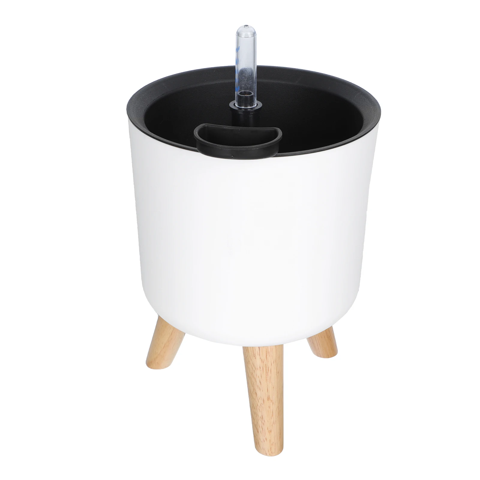 

Floor Planter White Wood Stand Size 170x150mm Self Watering Indoor Decor Plant Pot with Indicator Plastic Flower Pot Gardening