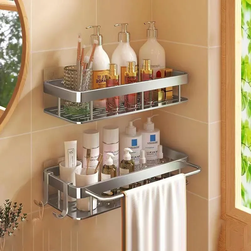 Bathroom Storage Rack Without Punching Bathroom Wall Mounted Towel Rack Hanging Basket Storage Basket Washbasin Wall Storage