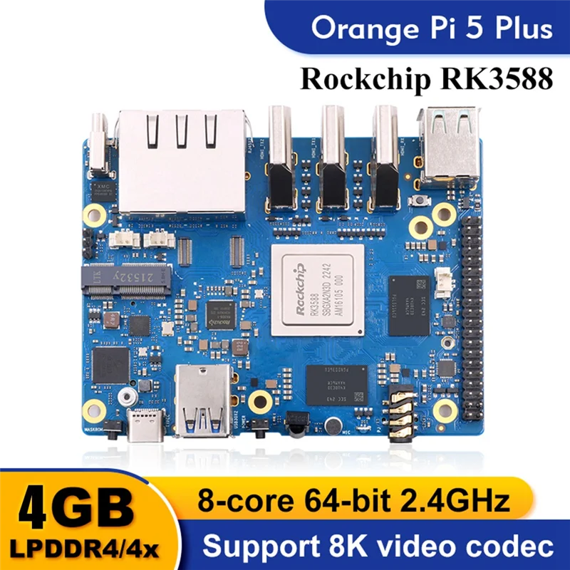 For Orange Pi 5 Plus 4GB RAM Single Board Computer RK3588 PCIE Module External Wifi6 Pi5 Plus Demo Development Board