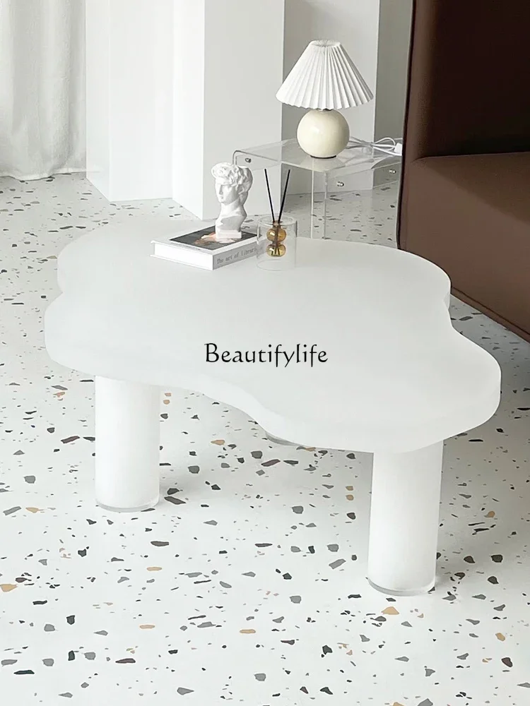 Cloud coffee table acrylic transparent matte wabi sandy wind simple living room special-shaped table