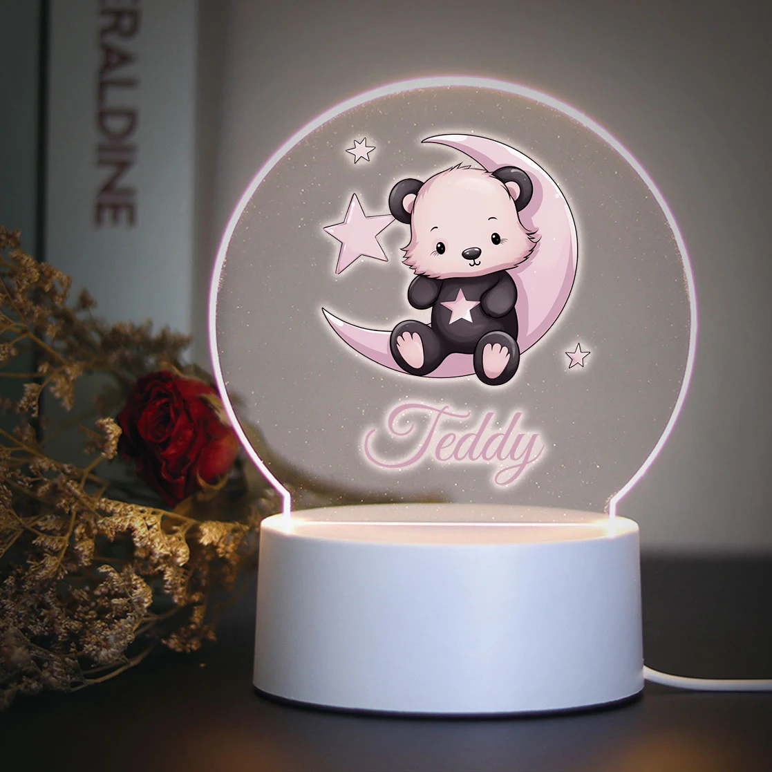 1pc Personalize Custom Moon bear Led Table Lamp For Home Room Decoration Nightlight Usb 3D Touch LED Night Light 3D Visual Lamp