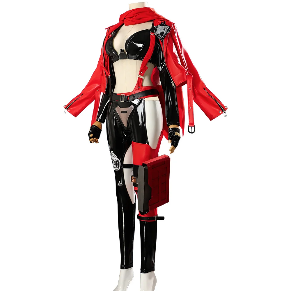 Game NIKKE Little Red Riding Hood Cosplay Costumes Women Red Sexy Leather Jacket Pants Suit Combat Uniform Halloween Clothes