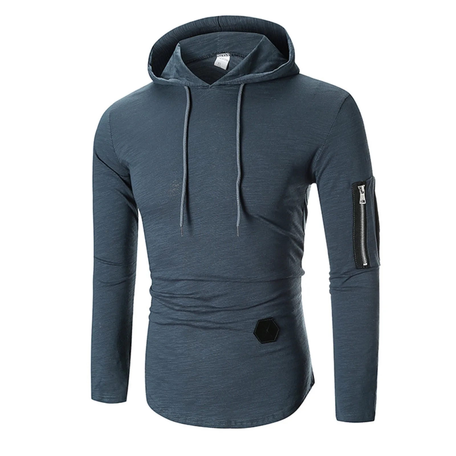 

Men Winter Solid Color Hoodie Long Sleeve Sweatshirt Casual Side Zipper Slim Top Bodybuilding Fitness Sportwear