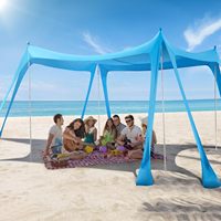 Beach Tent Camping Sun Shelter UPF50+ with 8 Sandbags 4 Stability Poles Outdoor Shade Beach Canopy Fishing Backyard Fun Picnics