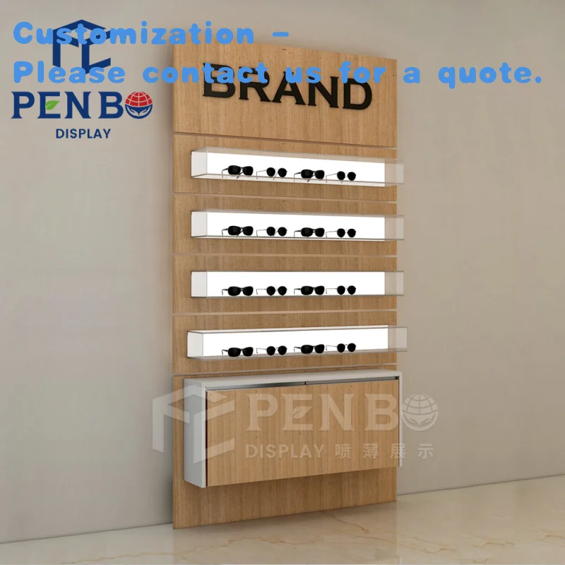 

custom.OEM ODM Custom High End Sunglasses Display Cabinet Wooden Eyewear Display Showcase Optical Shop Display Luxury Design
