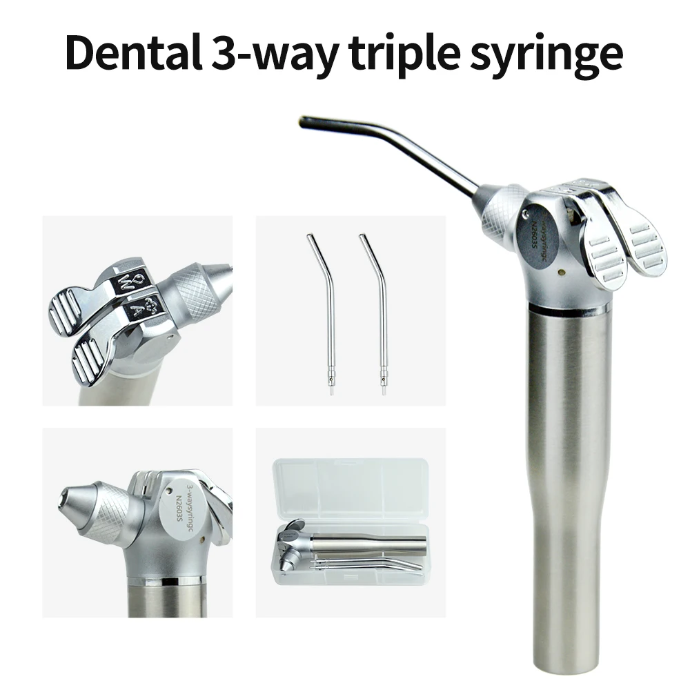 New! Dental Syringe Handpiece water spray jet atomization with 2 Nozzles Tips Tubes for Air Triple Syringe Dental Cleaning Tool