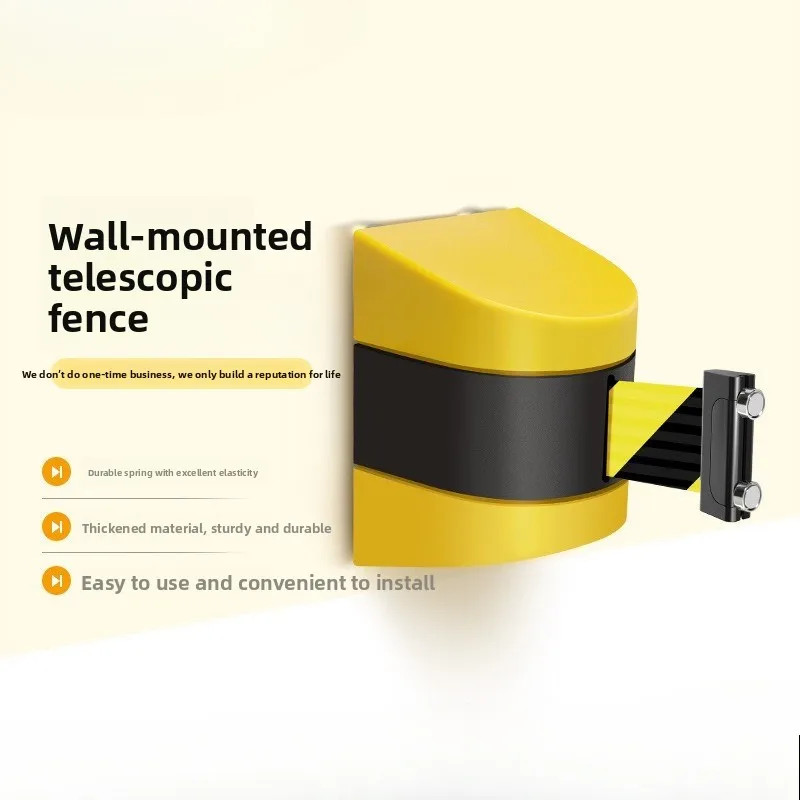 Wall-mounted Isolation Belt Wall-mounted Telescopic Wall-mounted Material Plastic Queuing Warning Belt  Telescopic Isolationbelt