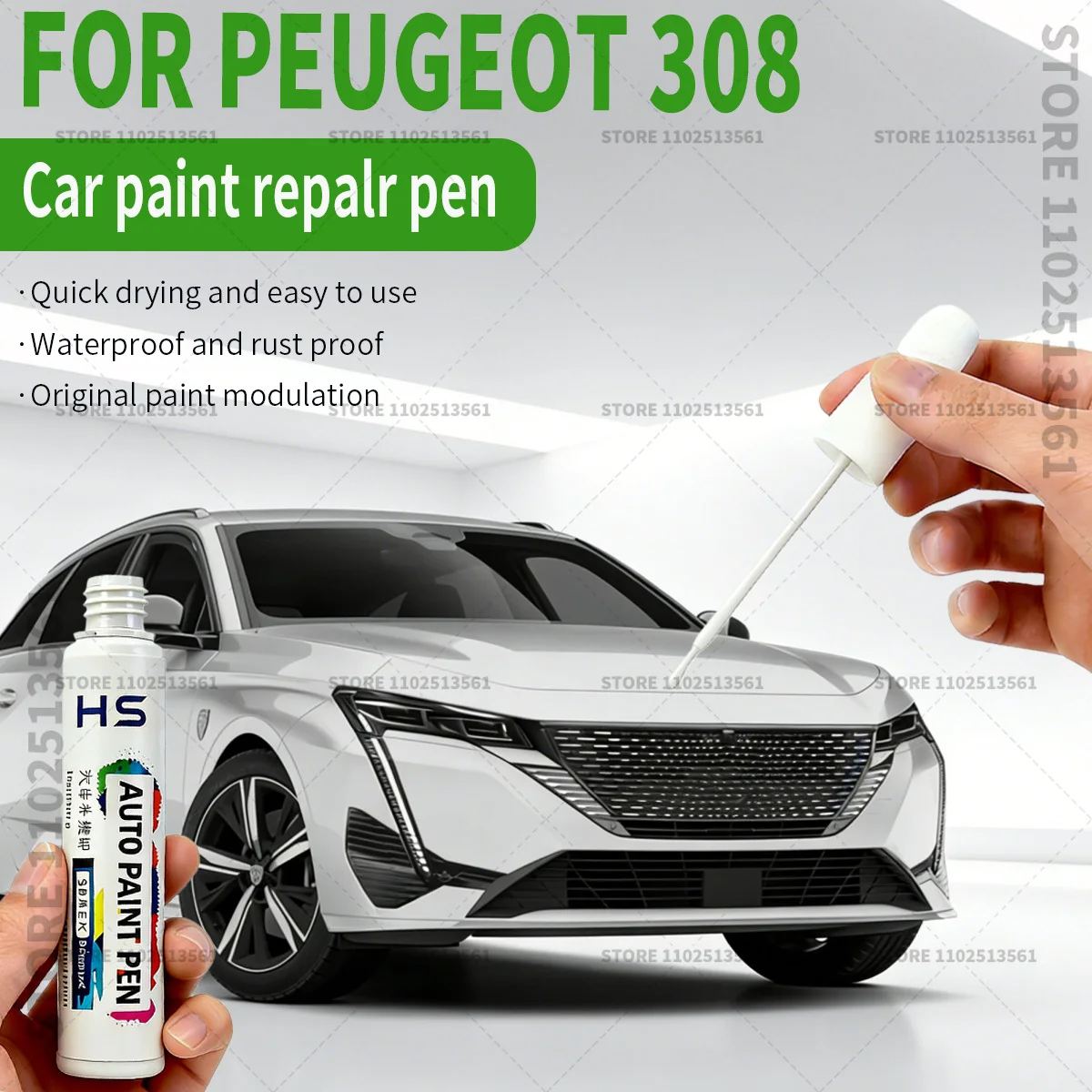 Car Paint Repair Pen Restores Original Factory Paint Finish For 2007-2025 Peugeot 308 Pearly White Grey Blue Crystal Silver