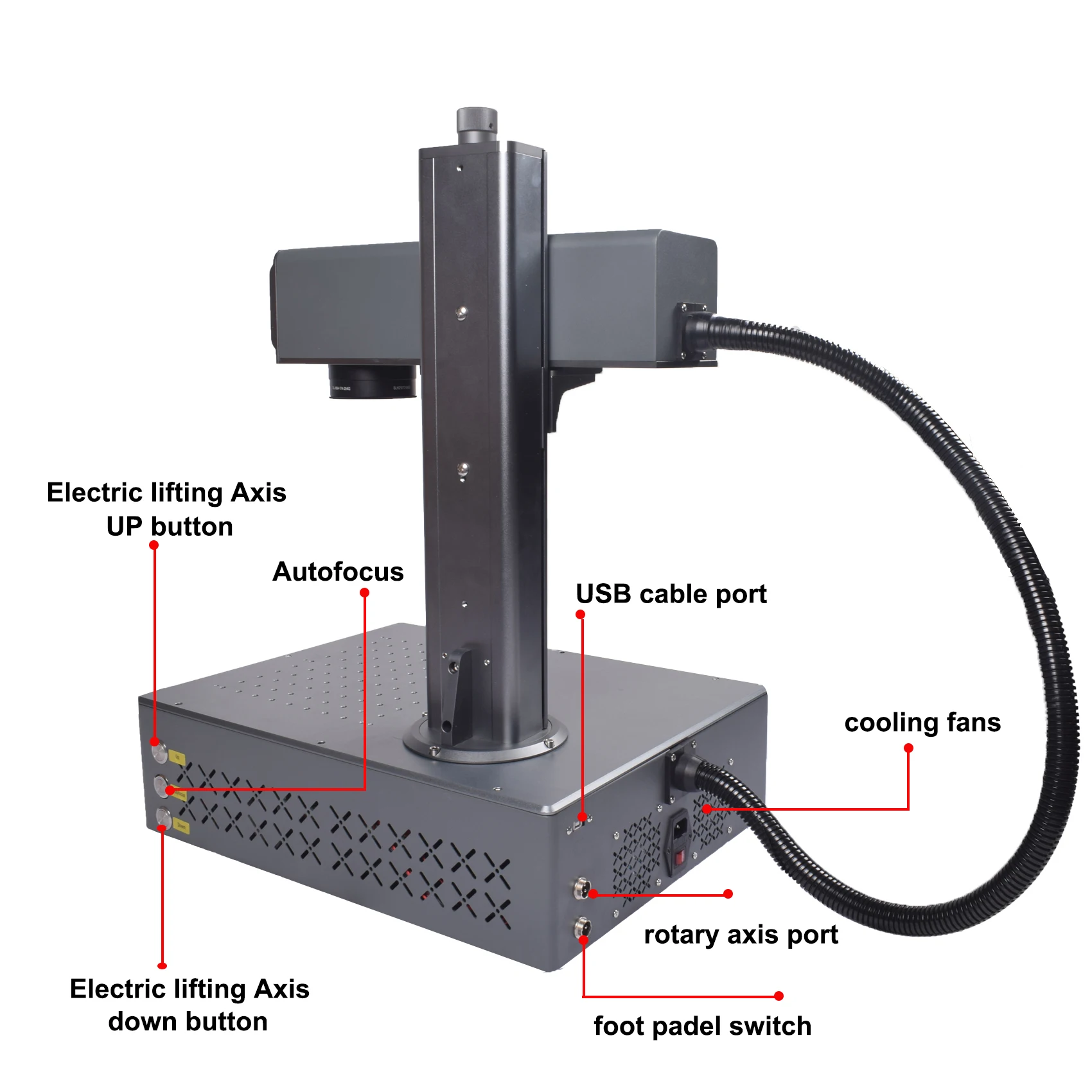 Autofocus macchina per marcatura Laser a fibra JPT Mopa 100W All-in-One incisore Laser portatile sollevamento elettrico per il taglio di gioielli