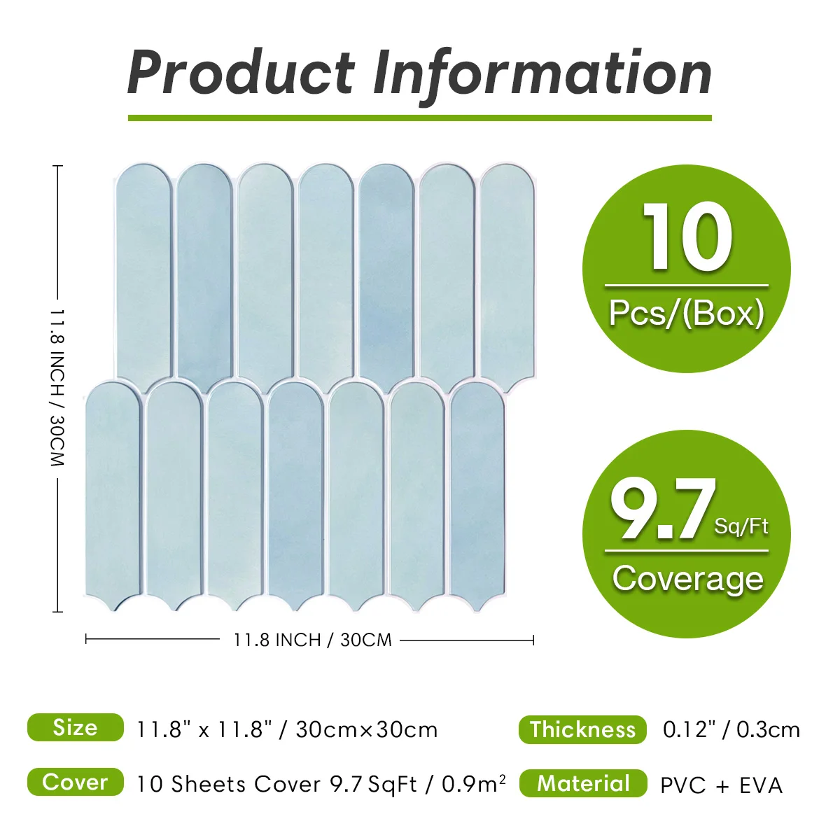 Commomy 10 Pcs Matte Fish Scale Peel and Stick Tiles, Bathroom Wall Stickers, 12x12 Kitchen Tile Stickers Waterproof, Wall Decor