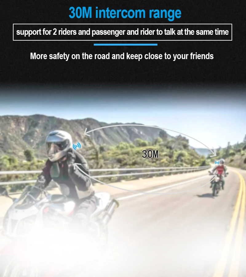 Motorcycle Intercom Headset BT-12B Music Wireless Waterproof Takeaway Rider Headphone for Safe