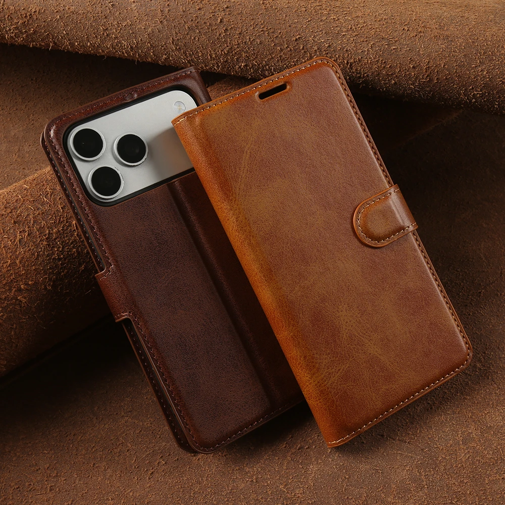 

Calf Leather Flip Cover Case For iphone 17 Pro Max 16 17e 16e Air 15 14 11 13 12 mini 7 8 Plus Phone Case Magnetic Wallet Coque
