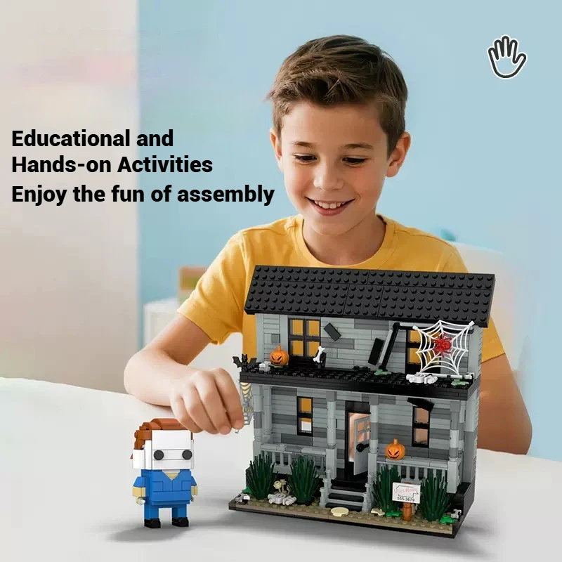 ديكورات منزلية جديدة للهالوين، مجموعة نماذج منزل اليقطين الجديدة ألعاب DIY، هدايا ألعاب تعليمية لبنات البناء للأطفال #2