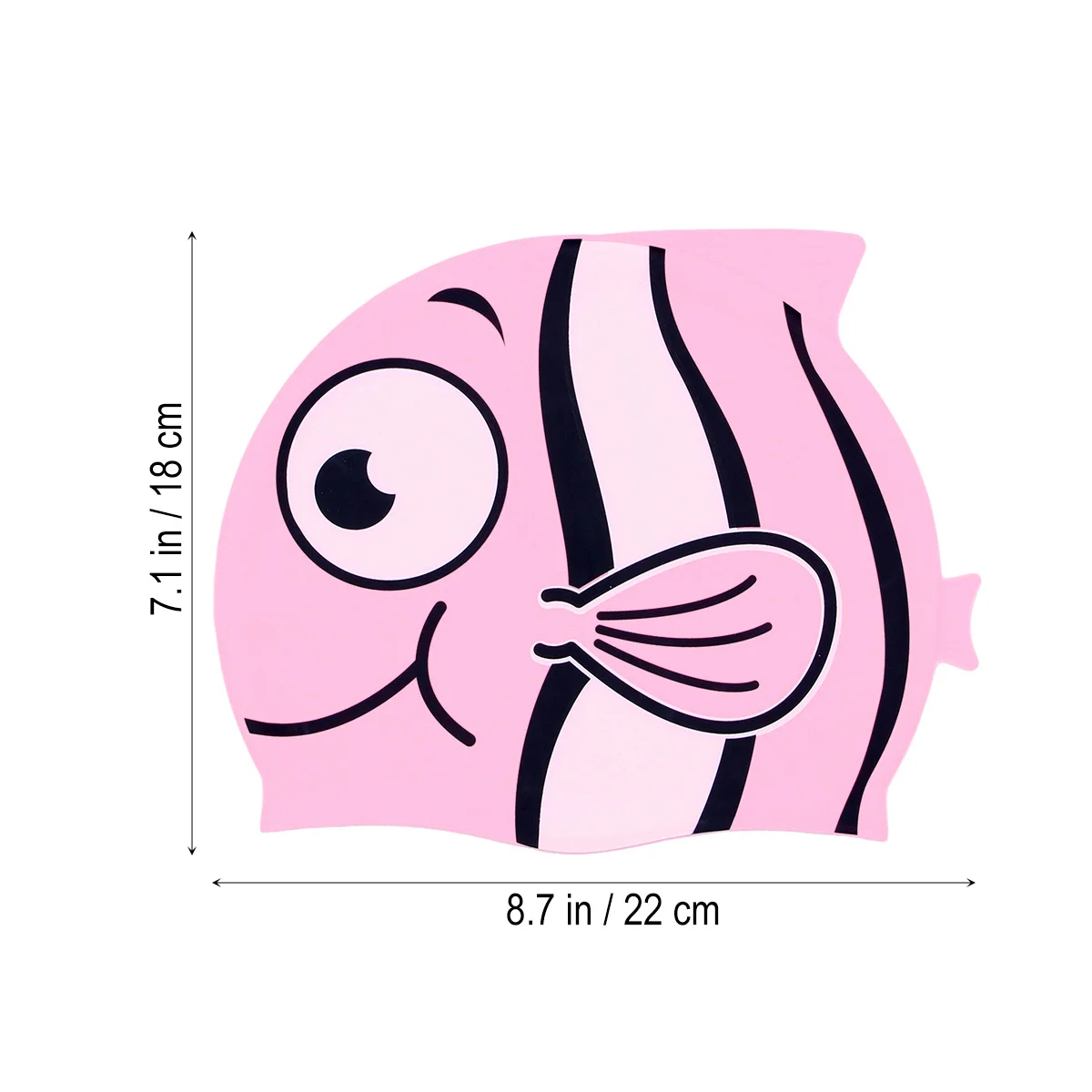 قبعة سباحة من السيليكون على شكل سمكة وردية بتصميم كرتوني خفيفة الوزن ومرنة لحماية السباحة من 3 إلى 11 عامًا