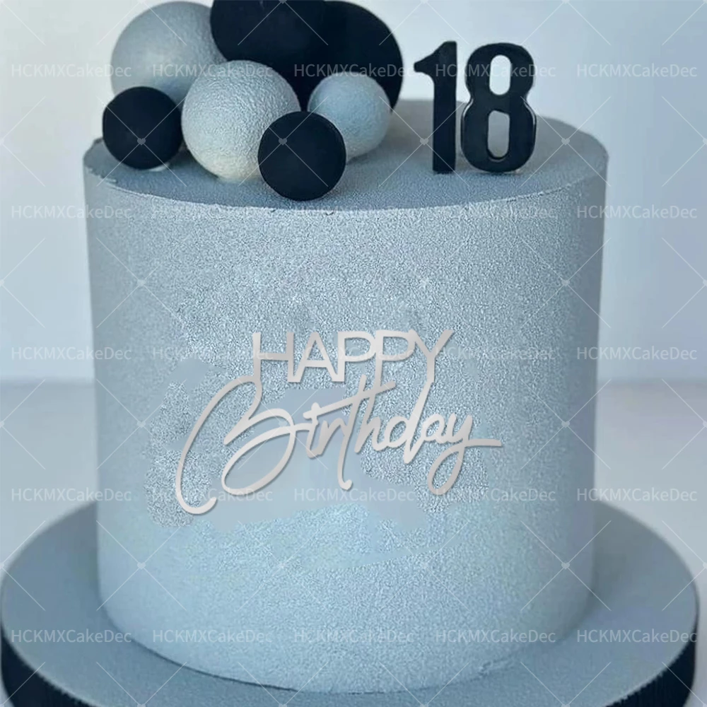 3 قطع من أغطية كعكة عيد الميلاد السعيدة من الأكريليك باللون الذهبي والفضي والأسود، لتزيين جانبية لحفلات أعياد الميلاد