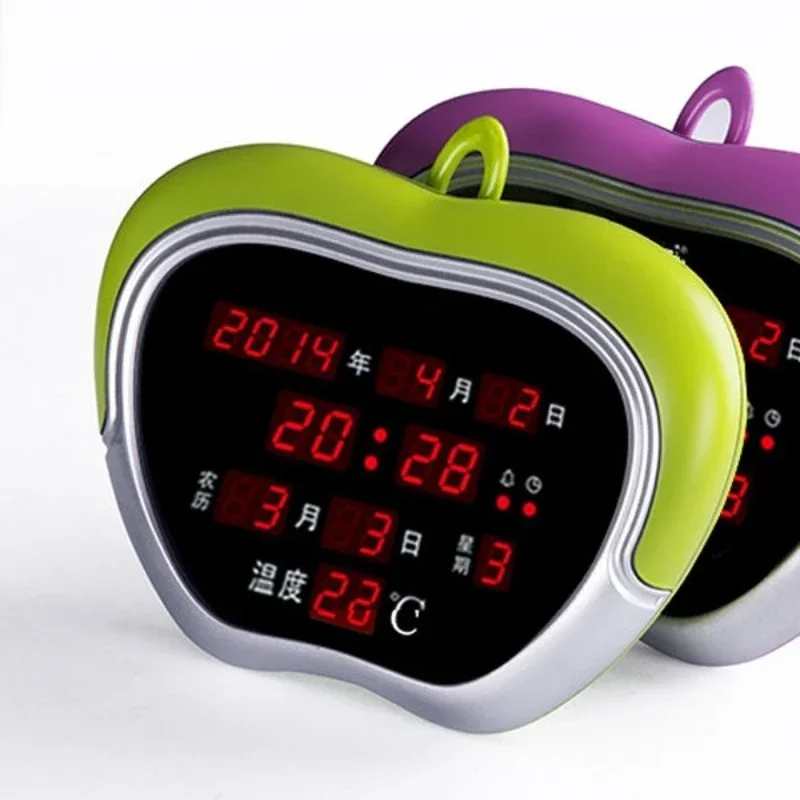 Creative Digital Perpetual Calendar Temperature LED Electronic Clock Silent Alarm Clock Wall Clock Living Room Desk Calendar