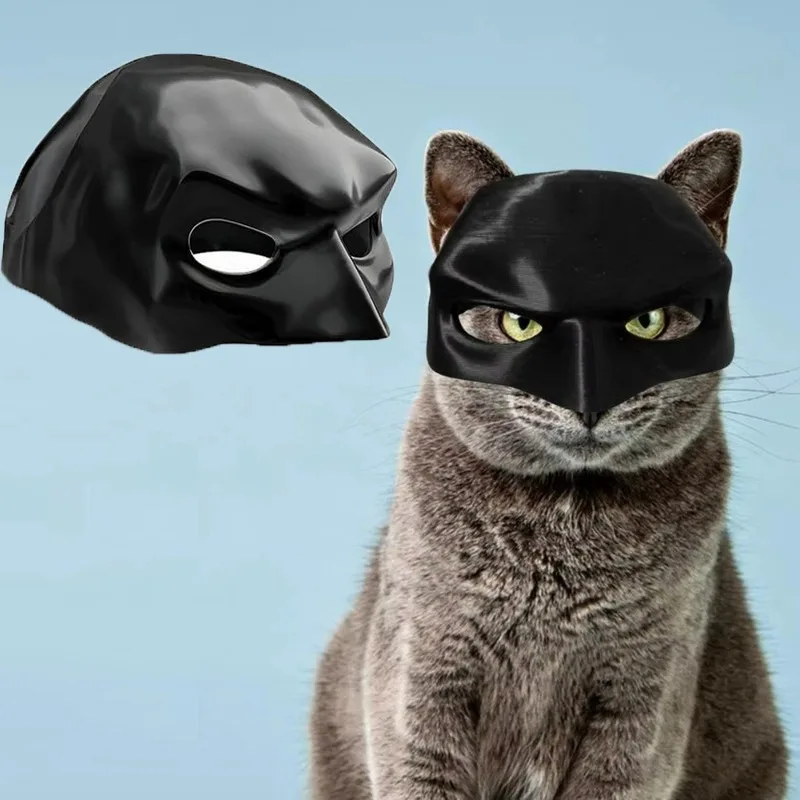 Black Bat Cat Avenger Mask Halloween Cosplay Hat Cat Funny Toys Cool Superhero Cat Masks Pet Supplies Photos Props