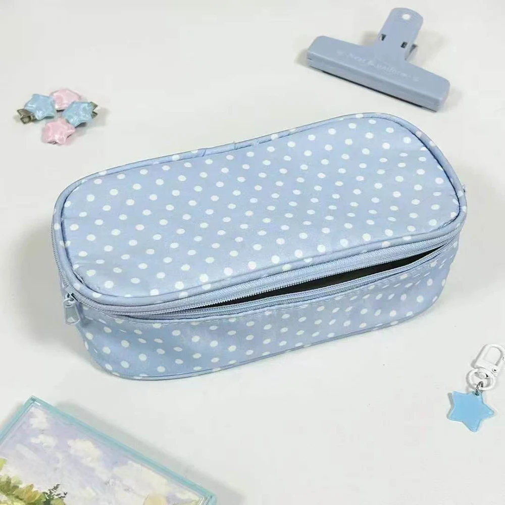 

Wave Point Element Pen Bag, Ins Large Capacity Girl Makeup Brush Bag, Student High Beauty Stationery Storage Bag