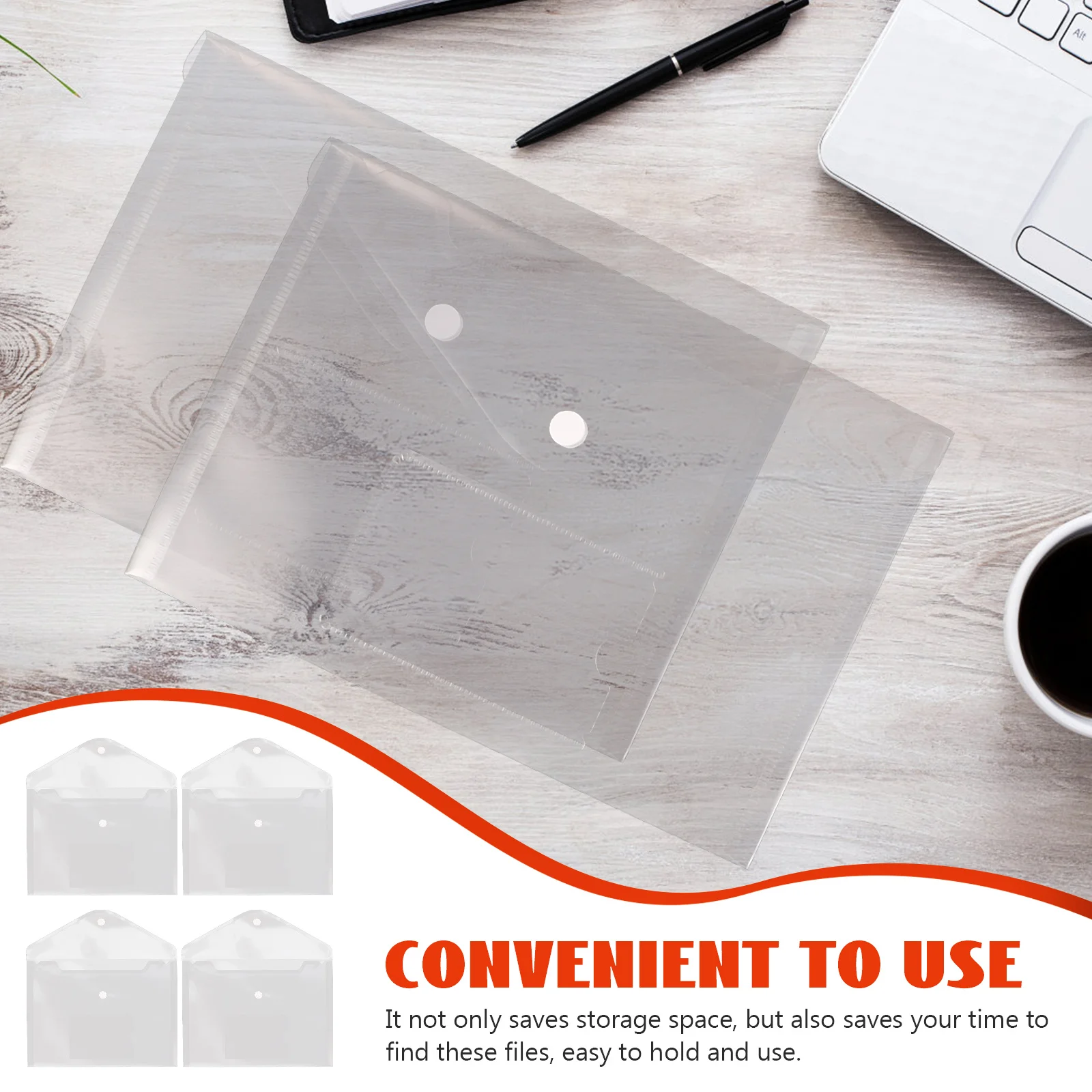 

12Pcs Transparent Document Organizer Large Capacity Snap Button File Folder Portable Paper Document Storage Holder Office School