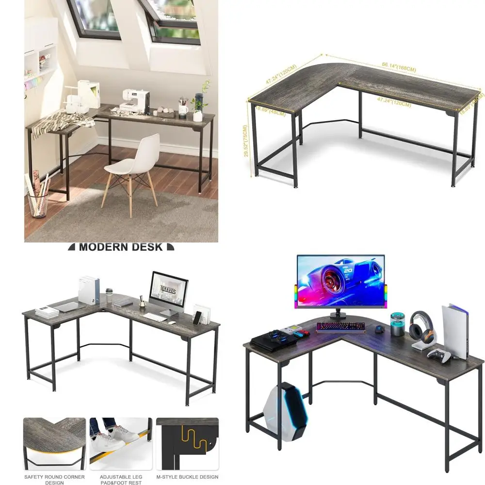 

L-Shaped 66 Gaming Desk for Home Office, Study, and Small Spaces - Easy Assembly