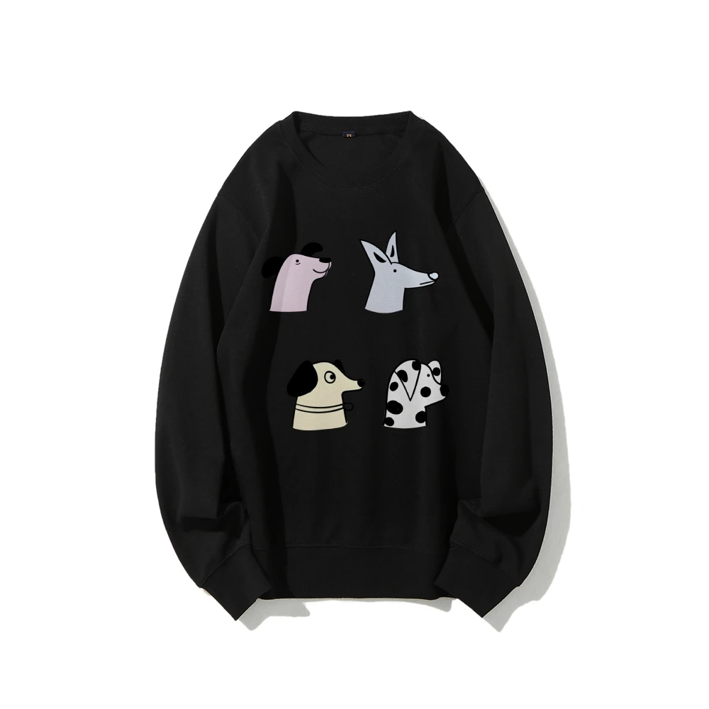 Cartoon Cute minimalist Style Sweatshirt Diverse Puppies Retro Vintage Graphic Hoodies Y2K Unisex  Versatile Stylish Pullover