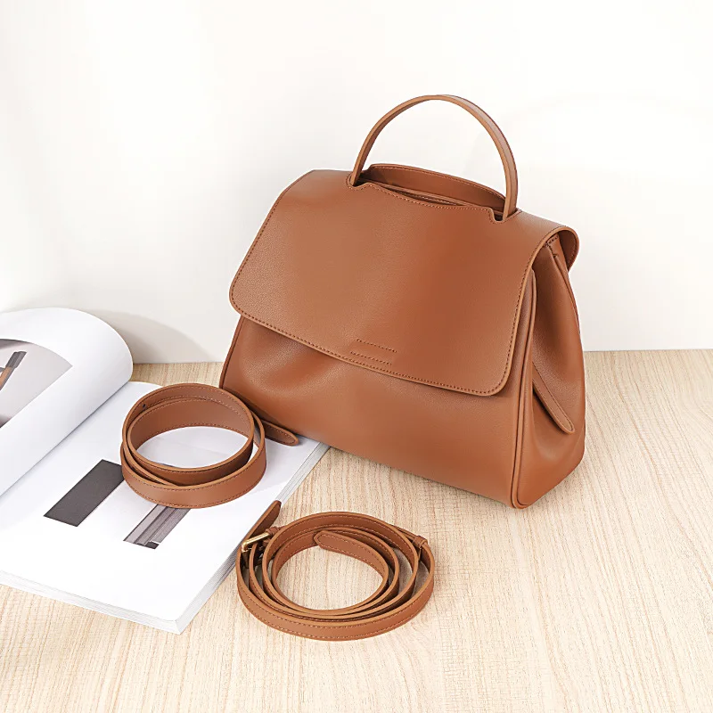 Fashion Shoulder Soft Leather Women's Bag,Large Capacity Hundred Crossbody Tote Underarm Bag, Genuine Leather Women's Bag