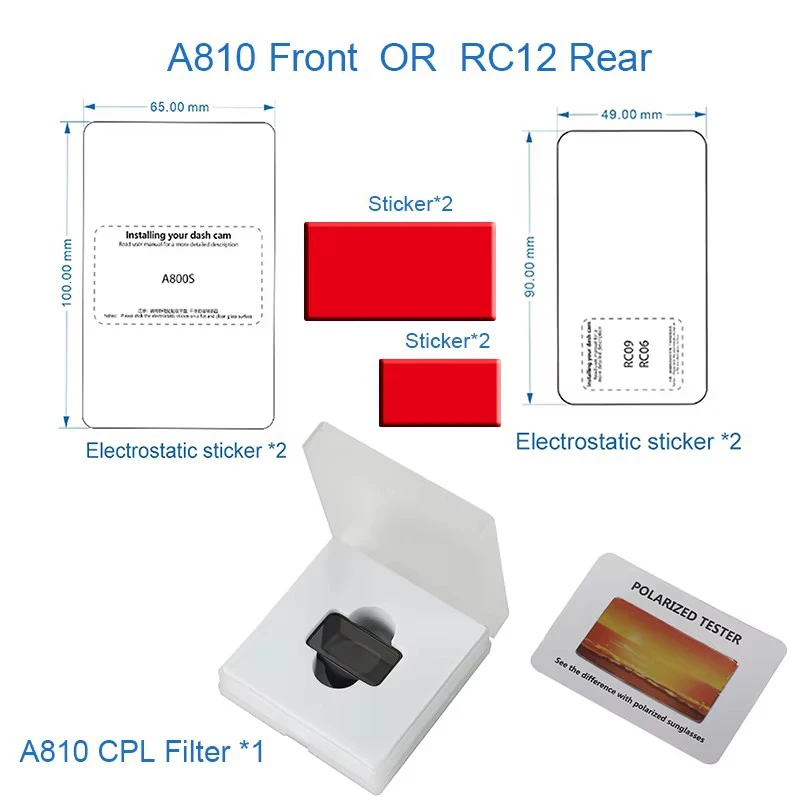 70mai CPL-Filter nur für 70mai A810, CPL-Filter für 70mai RC12 RC24 Rückkamera, CPL-Filter für 70mai A810s Kamera