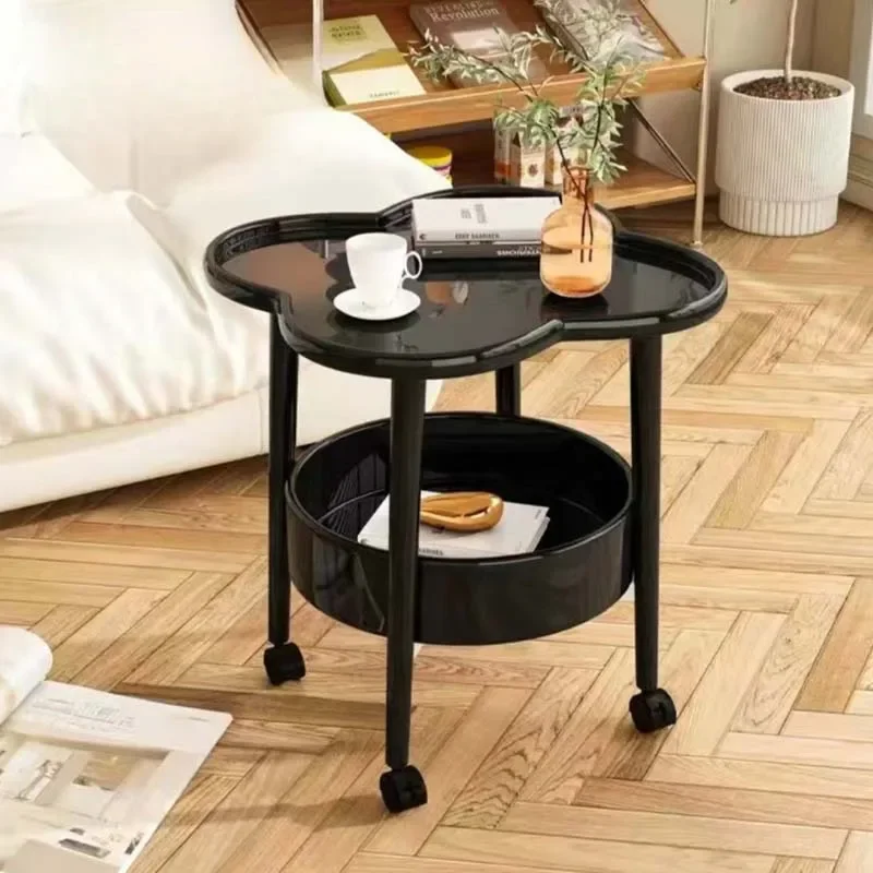 Simple Living Room Side Table Design Metal Wheels Modern Small Coffee Tables Bedroom Transform Mesa Auxiliar Trendy Furniture