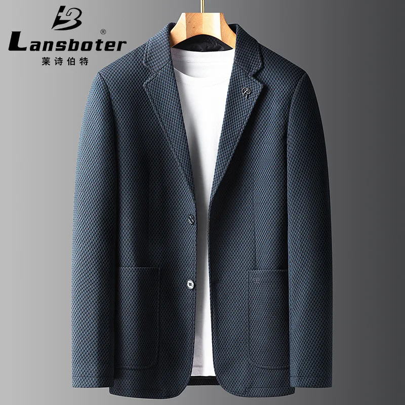 

Lansboter Blue Men Suit Casual Autumn New Korean Slim Fit Elastic Suit Trend Single Suit Coat Thick