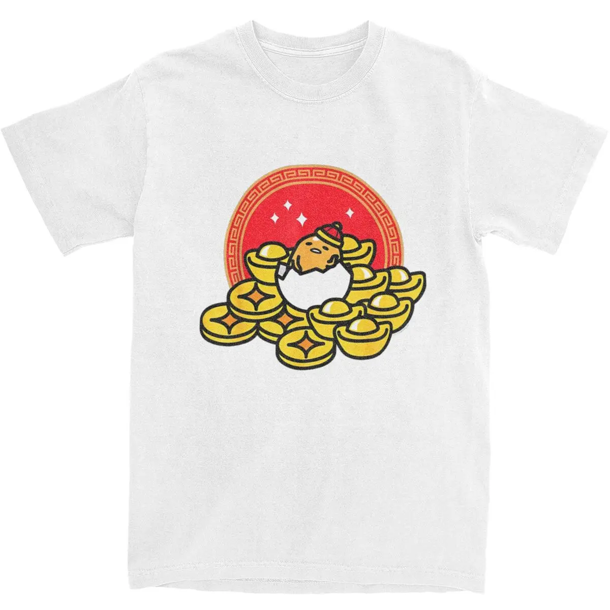 Gudetama The Lazy Egg Happy Lunar New Year T Shirts Popular Beach Tees Vintage Casual Pure Cotton Clothes Birthday Gift