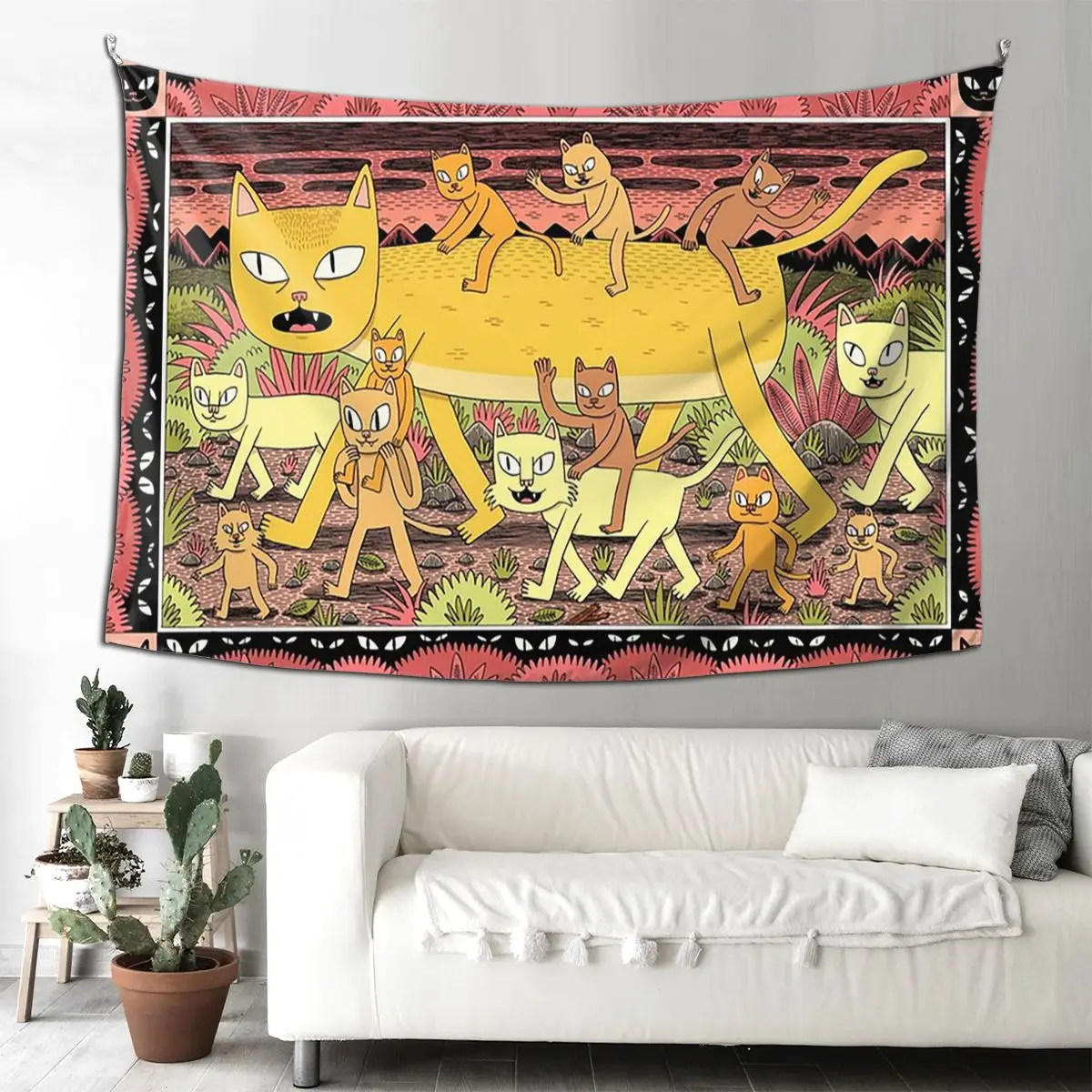 

Гобелен с кошками, художественный настенный гобелен, эстетическое украшение для дома, гобелены для гостиной, спальни, общежития