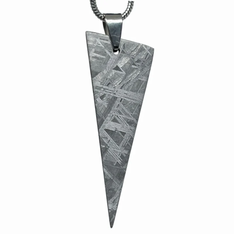 Natural Gibeon Meteorite Triangular Pendant Authentic Iron Meteorite Slice Necklace Collectible Cosmic Stone Jewelry -LK643