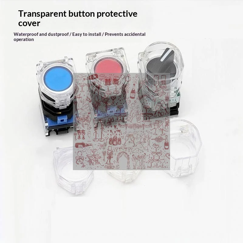 22mm Button Protective Dustproof Cover Guide Rail Mounting Bracket For Indicator Emergency Stop Switch