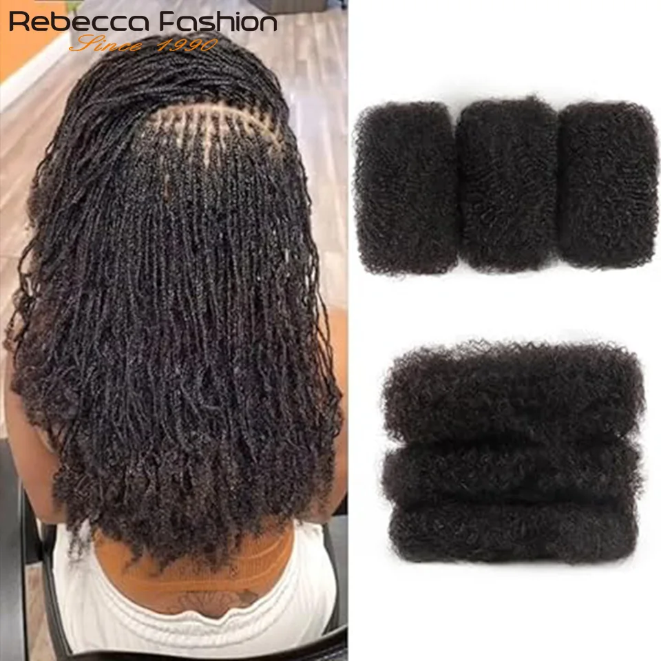 QVR Afro Kinkys Bulk Ludzkie Włosy do Przedłużania Dreadlocków, Naprawy Loków, Zaplatania, Twistów, Gęste Afro Kinky Ludzkie Włosy do Loków 50G/Paczka