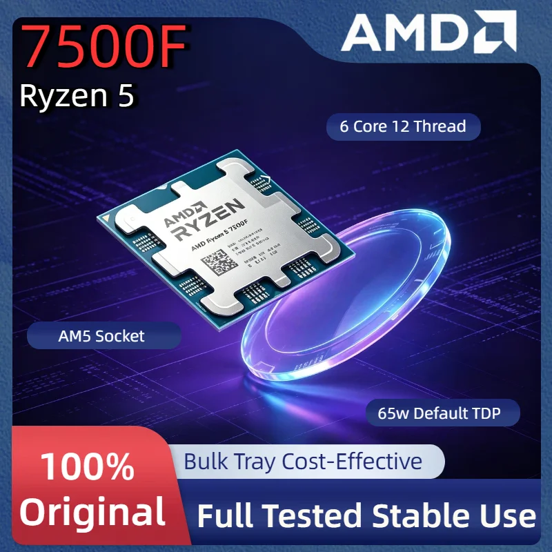 Procesador AMD Ryzen 5 7500F R5 7500F de 6 Núcleos y 12 Subprocesos, 3.7GHz, L3 32M, DDR5, 5NM, 65W, Socket AM5, Nuevo, Ultra 4K, Rápido, Pro Max